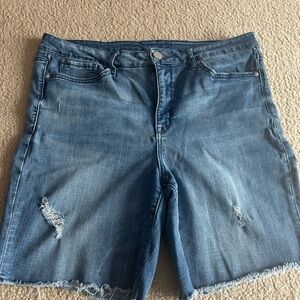 Seven7 Blue Distressed Jean Shorts